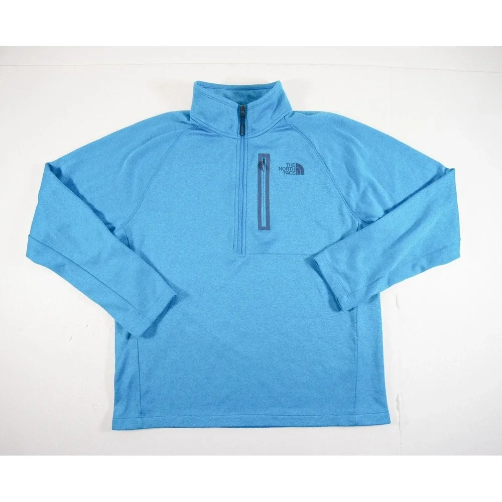 North Face Sweater Mens Large Blue Canyonlands Half Zip Pullover Outdoors Hike